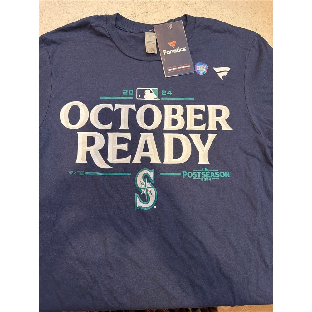 Fanatics Seattle Mariners 2024 Postseason October Ready Navy Blue T-Shirt Mens S